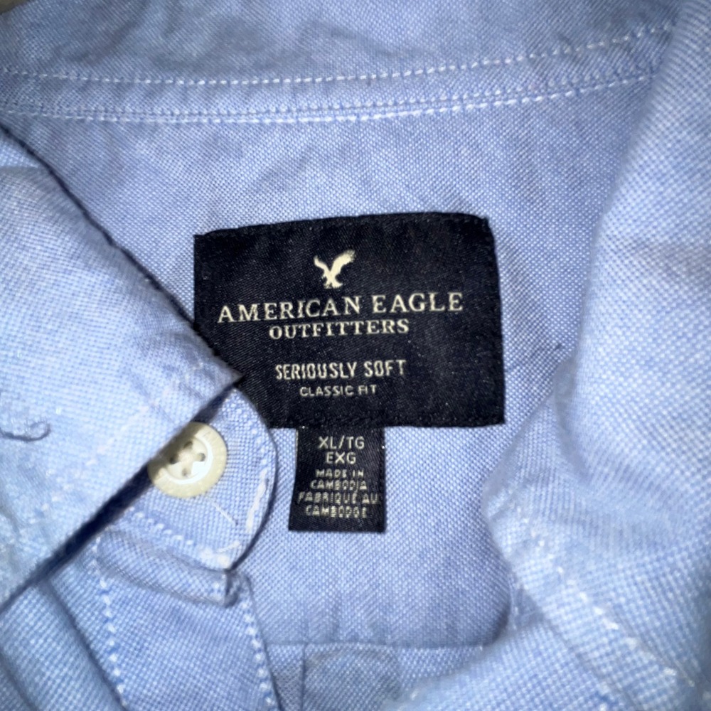 American Eagle Outfitters Mens‎ XL Blue Seriously Soft Classic Fit Shirt